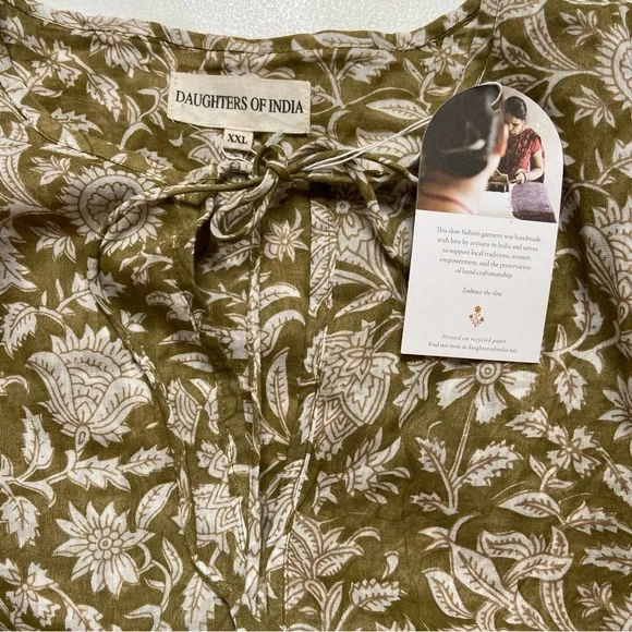 NEW Daughters Of India Kyra Mini Dress In Olive Size XXL - Picture 10 of 12